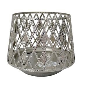 Bath & Body Works Silver Metal Glitter 3 Wick Candle Holder Sleeve Jar GlamDecor
